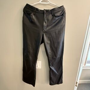 MOTHER Women's Black Leather Boot Cut Jeans